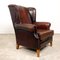 Vintage Dark Brown Sheep Leather Wingback Armchair 1