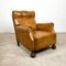 Antique Cognac-Colored Sheep Leather Armchair with Casters, Image 3