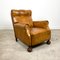 Antique Cognac-Colored Sheep Leather Armchair with Casters 2