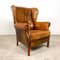 Vintage Cognac-Colored Sheep Leather Wingback Armchair, Image 1
