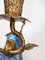 Art Nouveau Style Gilt Brass Porcelain Parrot Standing Candlesticks, Set of 2 13
