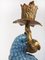Art Nouveau Style Gilt Brass Porcelain Parrot Standing Candlesticks, Set of 2, Image 12