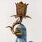 Art Nouveau Style Gilt Brass Porcelain Parrot Standing Candlesticks, Set of 2 7