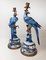 Art Nouveau Style Gilt Brass Porcelain Parrot Standing Candlesticks, Set of 2 6