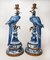 Art Nouveau Style Gilt Brass Porcelain Parrot Standing Candlesticks, Set of 2, Image 2