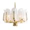 Large Glass Leaves Brass Chandeliers by Carl Fagerlund for Orrefors, Set of 2 8