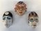 Ceramic Faces, 1950s, Set of 3 1