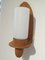 Scandinavian Oak and Opal Glass Wall Light, 1950s 2