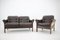 2-Seat Sofa & Armchair in Dark Brown Leather by Georg Thams, Denmark, 1970s, Set of 2 3