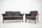 Sofá de dos plazas y butaca de cuero marrón oscuro de Georg Thams, Denmark, años 70. Juego de 2, Imagen 3