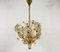 Lámpara de araña de latón dorado y cristal de Palwa, Germany, años 60, Imagen 13