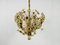 Golden Gilded Brass and Crystal Glass Chandelier from Palwa, Germany, 1960s, Image 3