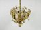 Lámpara de araña de latón dorado y cristal de Palwa, Germany, años 60, Imagen 3