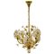 Golden Gilded Brass and Crystal Glass Chandelier from Palwa, Germany, 1960s, Image 1