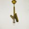 Lámpara de araña italiana Mid-Century de latón con tres brazos, años 50, Imagen 2