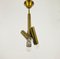 Mid-Century Italian Brass 3-Arm Chandelier in the Style of Stilnovo, Italy, 1950s, Image 2