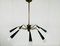 Lámpara de araña Sputnik italiana Mid-Century de latón con ocho brazos, años 50, Imagen 3