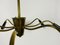 Lámpara de araña Sputnik italiana Mid-Century de latón con ocho brazos, años 50, Imagen 6