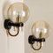 Blown Glass, Brass & Black Wall Lights frolm Limburg Glashütte, 1960s, Set of 2 5