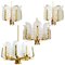 Different Sizes Glass & Brass Chandeliers by Fagerlund for Orrefors, 1960, Set of 6, Image 1