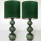 Large Ceramic Lamps with Silk Lampshades, Set of 3 8