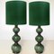 Large Ceramic Lamps with Silk Lampshades, Set of 3, Image 2