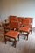 Antique Extendable Oak Dining Table with Six Leather Chairs, Image 1