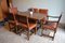 Antiker Ausziehbarer Eichenholz Esstisch mit Sechs Leder Stühlen 10