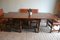 Antique Extendable Oak Dining Table with Six Leather Chairs, Image 11