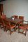 Antiker Ausziehbarer Eichenholz Esstisch mit Sechs Leder Stühlen 7