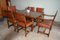 Antiker Ausziehbarer Eichenholz Esstisch mit Sechs Leder Stühlen 8