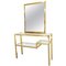 Brass Console Table with Mirror, 1970s 10