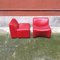 Italian Red Lounge Chairs, 1980s, Set of 2 3