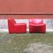 Italian Red Lounge Chairs, 1980s, Set of 2 7