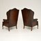 Mid-Century Georgian Style Leather Wing Back Armchairs, Set of 2 8
