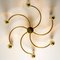 Modernist Sculptural Brass 6-Light Flush Mount Wall Light, 1970s 3