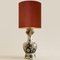 Large Table Lamp with Hand-Painted Silk Shade & Polychrome Delft, 1930s 4