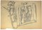 Leon Aubert, Figures, Pencil Drawing, Early 20th Century 1