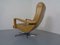 Leather Swivel Easy Chair and Ottoman, 1970s, Set of 2 28