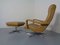 Leather Swivel Easy Chair and Ottoman, 1970s, Set of 2 2