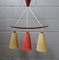 Teak and Sisal Ceiling Lamp in Beige and Dark Red from Temde, 1960s 3