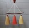 Teak and Sisal Ceiling Lamp in Beige and Dark Red from Temde, 1960s, Image 1