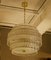 Lámpara de araña de cristal de Murano transparente y latón, años 70, Imagen 8