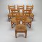 Chaises de Salon en Chêne et Paille, 1950s, Set de 6 1