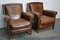 Club chair vintage in pelle color cognac, Paesi Bassi, set di 2, Immagine 2