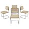 Italian Chrome-Plated & Wood Dining Chairs, 1970s, Set of 4 1