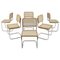 Italian Chrome-Plated & Wood Dining Chairs, 1970s, Set of 6 1