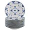 Blue Fluted Full Lace Plates in Openwork Porcelain from Royal Copenhagen, Set of 10 1