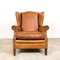 Vintage Cognac Sheep Leather Wingback Armchair 5