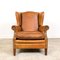 Vintage Cognac Sheep Leather Wingback Armchair, Image 5